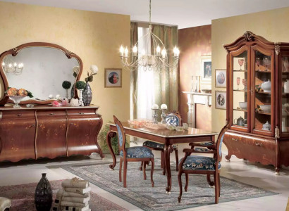 Großes Esszimmer Set Luxus Möbel Esstisch 4x Stühle Kommode Spiegel 8tlg